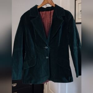 Vintage emerald green flicked velvet blazer